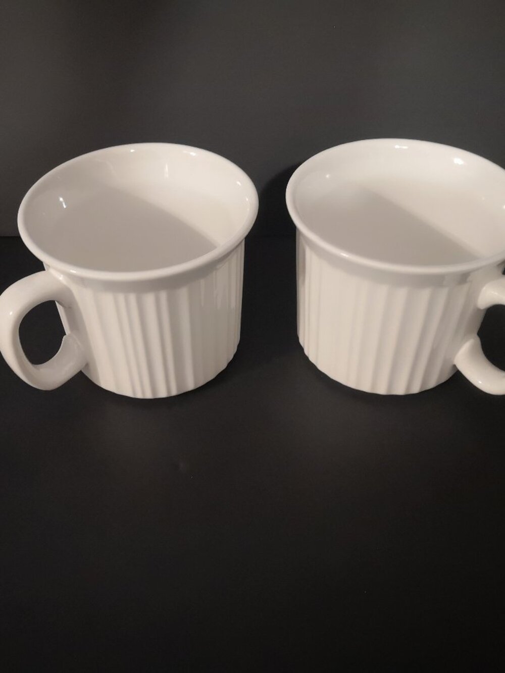 Corning Ware Stoneware Set of 2 French White 20oz Soup / Coffee Mug with Handle